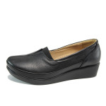 Черни ортопедични дамски обувки с платформа, естествена кожа - всекидневни обувки за пролетта и лятото N 10009943