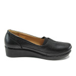 Черни ортопедични дамски обувки с платформа, естествена кожа - всекидневни обувки за пролетта и лятото N 10009943