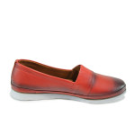 Червени анатомични дамски обувки с равна подметка, естествена кожа - всекидневни обувки за пролетта и лятото N 100010006