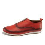 Червени дамски обувки с равна подметка, естествена кожа - всекидневни обувки за пролетта и лятото N 100010031