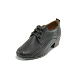 Черни дамски обувки със среден ток, естествена кожа - всекидневни обувки за пролетта и лятото N 100010037