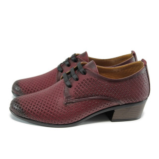 Червени анатомични дамски обувки със среден ток, естествена кожа - всекидневни обувки за пролетта и лятото N 100010038