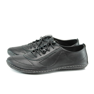Черни ортопедични дамски обувки с равна подметка, естествена кожа - всекидневни обувки за пролетта и лятото N 100010111