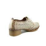 Бежови анатомични дамски обувки със среден ток, естествена кожа - всекидневни обувки за пролетта и лятото N 100010114