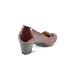 Червени анатомични дамски обувки със среден ток, естествена кожа и лачена естествена кожа  - всекидневни обувки за пролетта и лятото N 100010204