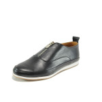 Черни дамски обувки с равна подметка, естествена кожа - ежедневни обувки за пролетта и лятото N 100010434