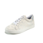 Бели дамски обувки с равна подметка, здрава еко-кожа - ежедневни обувки за пролетта и лятото N 100010435