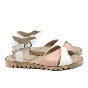 Бели анатомични дамски сандали, естествена кожа - всекидневни обувки за лятото N 100010533