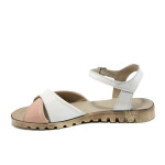 Бели анатомични дамски сандали, естествена кожа - всекидневни обувки за лятото N 100010533