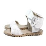 Бели анатомични дамски сандали, естествена кожа - всекидневни обувки за лятото N 100010538