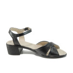Черни анатомични дамски сандали, естествена кожа - всекидневни обувки за лятото N 100010534