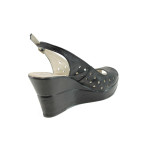 Черни анатомични дамски сандали, естествена кожа - всекидневни обувки за лятото N 100010537
