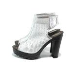 Бели анатомични летни дамски боти, естествена кожа - всекидневни обувки за лятото N 100010539