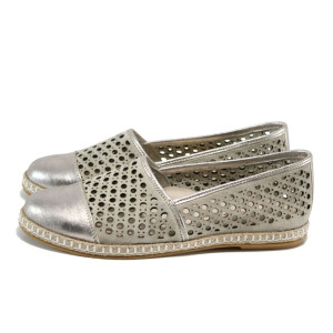 Жълти ортопедични дамски обувки с равна подметка, естествена кожа - всекидневни обувки за пролетта и лятото N 100010543