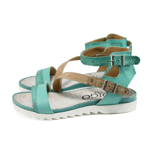 Зелени анатомични дамски сандали, естествена кожа - всекидневни обувки за пролетта и лятото N 100010546