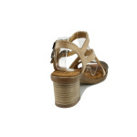 Бежови анатомични дамски сандали, естествена кожа - всекидневни обувки за пролетта и лятото N 100010550