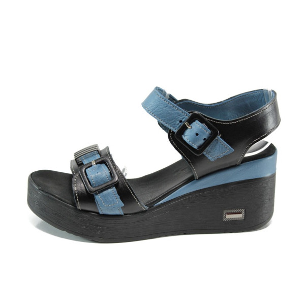 Сини анатомични дамски сандали, естествена кожа - всекидневни обувки за лятото N 100010552