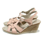 Розови анатомични дамски сандали, естествена кожа - всекидневни обувки за лятото N 100010573