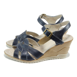 Сини анатомични дамски сандали, естествена кожа - всекидневни обувки за лятото N 100010577