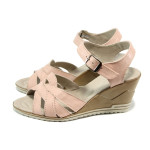 Розови анатомични дамски сандали, естествена кожа - всекидневни обувки за лятото N 100010578
