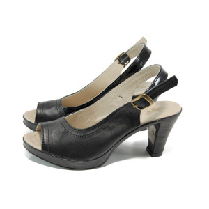 Черни анатомични дамски сандали, естествена кожа - всекидневни обувки за лятото N 100010579