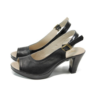 Черни анатомични дамски сандали, естествена кожа - всекидневни обувки за лятото N 100010579