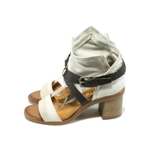 Бели анатомични дамски сандали, естествена кожа - всекидневни обувки за лятото N 100010585