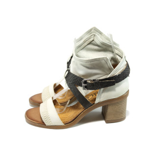 Бели анатомични дамски сандали, естествена кожа - всекидневни обувки за лятото N 100010585