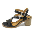 Черни анатомични дамски сандали, естествена кожа - всекидневни обувки за лятото N 100010586
