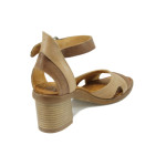 Бежови анатомични дамски сандали, естествена кожа - всекидневни обувки за лятото N 100010587