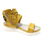 Жълти анатомични дамски сандали, естествена кожа - всекидневни обувки за лятото N 100010583