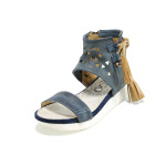 Сини анатомични дамски сандали, естествена кожа - всекидневни обувки за лятото N 100010584