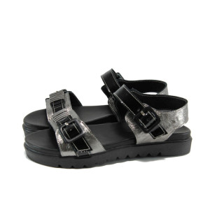 Сребристи анатомични дамски сандали, естествена кожа - всекидневни обувки за лятото N 100010660