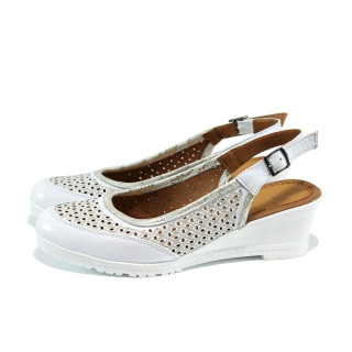 Бели анатомични дамски обувки с платформа, естествена кожа - всекидневни обувки за пролетта и лятото N 100010651