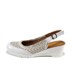 Бели анатомични дамски обувки с платформа, естествена кожа - всекидневни обувки за пролетта и лятото N 100010651