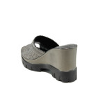 Сребристи анатомични дамски чехли, естествена кожа - всекидневни обувки за лятото N 100010652