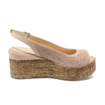 Розови анатомични дамски сандали, естествена кожа - всекидневни обувки за лятото N 100010658