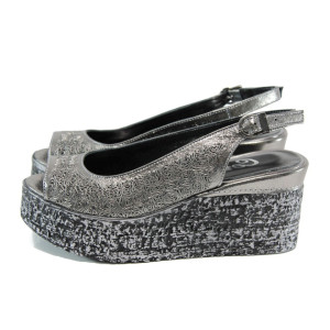 Сребристи анатомични дамски сандали, естествена кожа - всекидневни обувки за лятото N 100010659