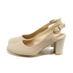 Бежови дамски обувки с висок ток, здрава еко-кожа - всекидневни обувки за пролетта и лятото N 100010663