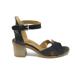 Черни анатомични дамски сандали, естествена кожа - всекидневни обувки за лятото N 100010684