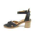Черни анатомични дамски сандали, естествена кожа - всекидневни обувки за лятото N 100010684