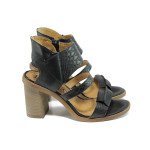 Черни анатомични дамски сандали, естествена кожа - всекидневни обувки за лятото N 100010685