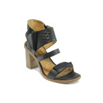 Черни анатомични дамски сандали, естествена кожа - всекидневни обувки за лятото N 100010685