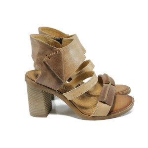 Бежови анатомични дамски сандали, естествена кожа - всекидневни обувки за лятото N 100010686