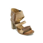 Бежови анатомични дамски сандали, естествена кожа - всекидневни обувки за лятото N 100010686