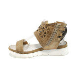 Бежови анатомични дамски сандали, естествена кожа - всекидневни обувки за лятото N 100010687