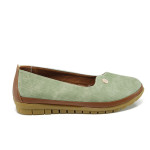 Зелени ортопедични дамски обувки с равна подметка, здрава еко-кожа - всекидневни обувки за пролетта и лятото N 100010780