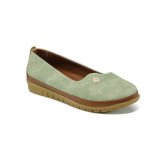 Зелени ортопедични дамски обувки с равна подметка, здрава еко-кожа - всекидневни обувки за пролетта и лятото N 100010780