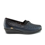 Сини ортопедични дамски обувки с платформа, естествена кожа - всекидневни обувки за пролетта и лятото N 100010783