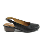 Черни анатомични дамски обувки със среден ток, естествена кожа - всекидневни обувки за лятото N 100010774